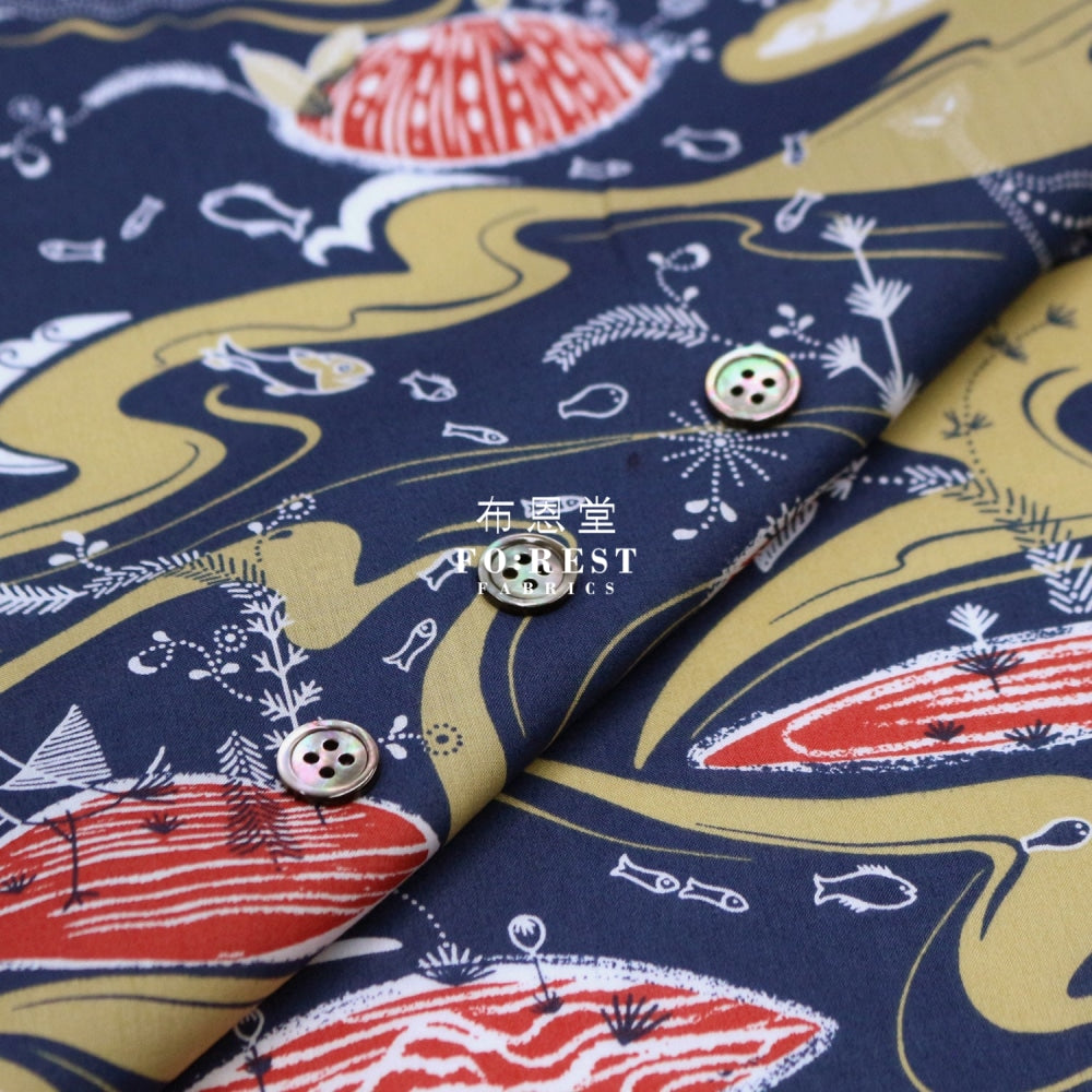 Liberty Of London (Cotton Tana Lawn Fabric) - Sea Garden Red Cotton