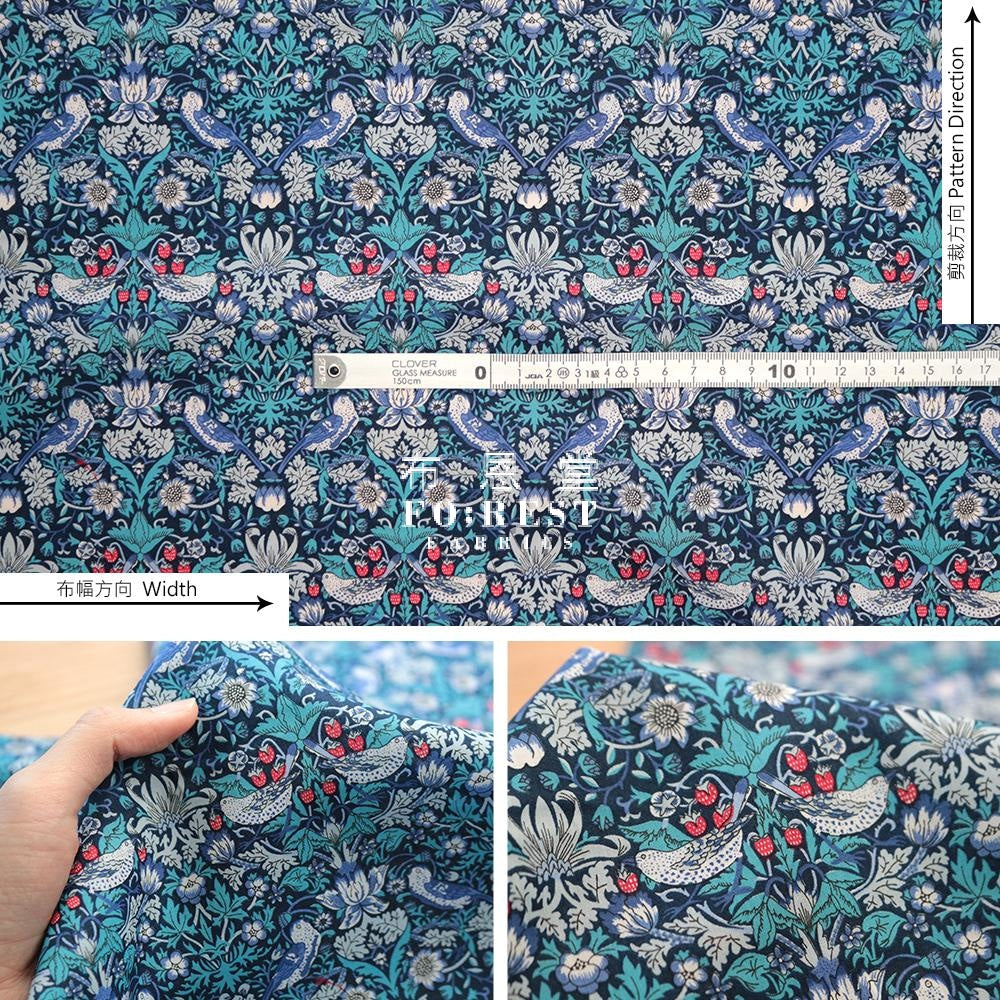 Liberty Of London (Cotton Tana Lawn Fabric) - Strawberry Thief Blue Cotton