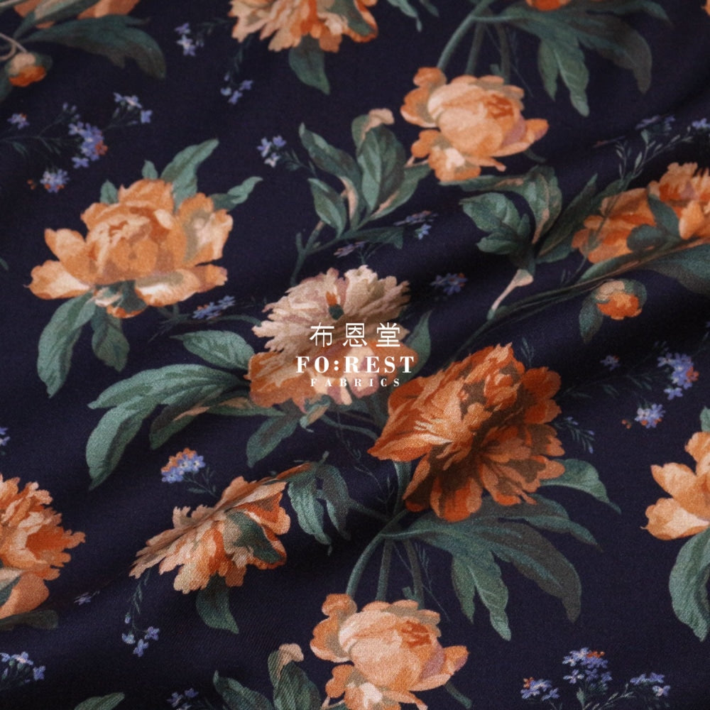 Liberty Of London (Lantana Fabric) - Decadent Blooms Black Lantana