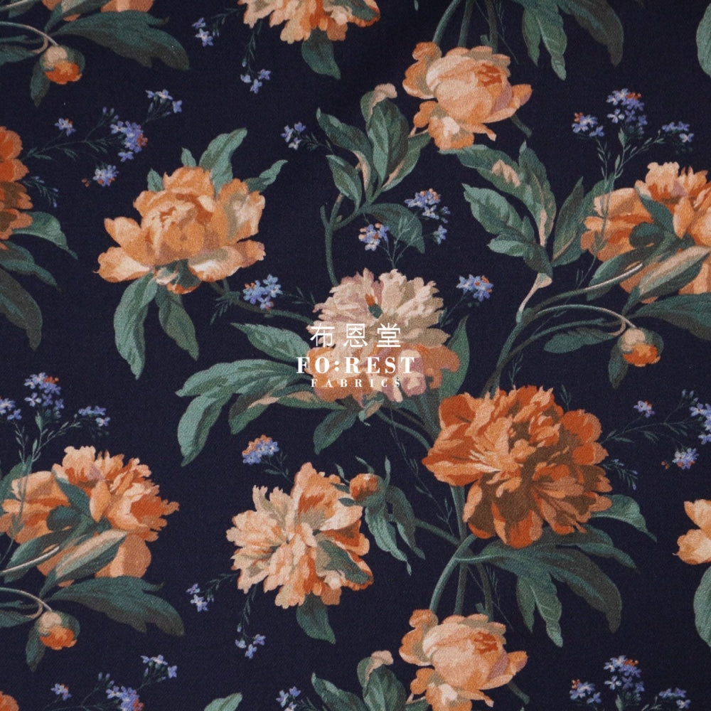 Liberty Of London (Lantana Fabric) - Decadent Blooms Black Lantana