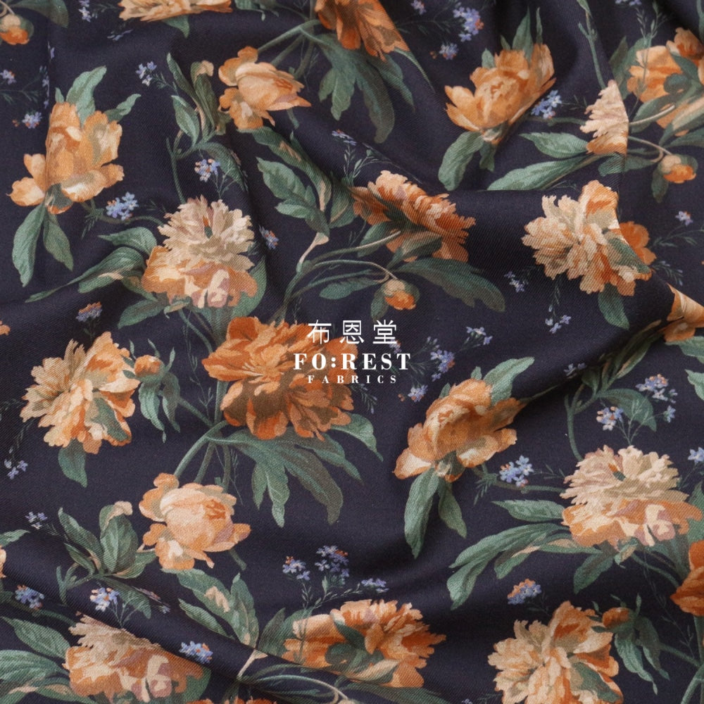Liberty Of London (Lantana Fabric) - Decadent Blooms Black Lantana