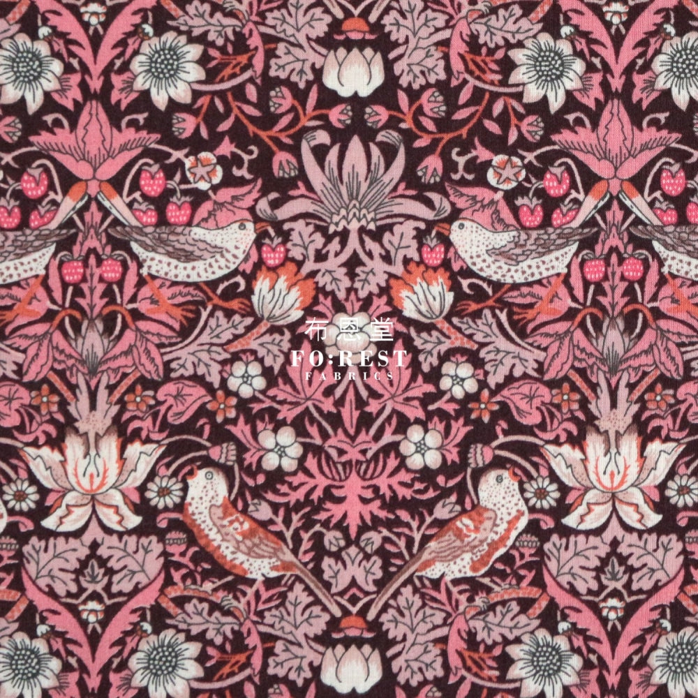 Liberty Of London (Organic Fabric) - Strawberry Thief Wine Organic Cotton Tana Lawn