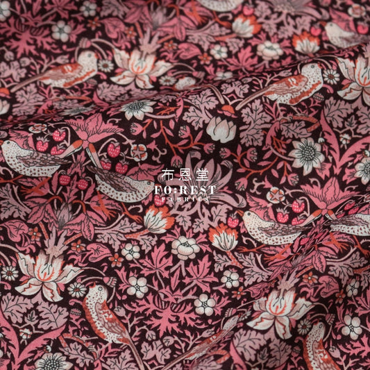 Liberty Of London (Organic Fabric) - Strawberry Thief Wine Organic Cotton Tana Lawn