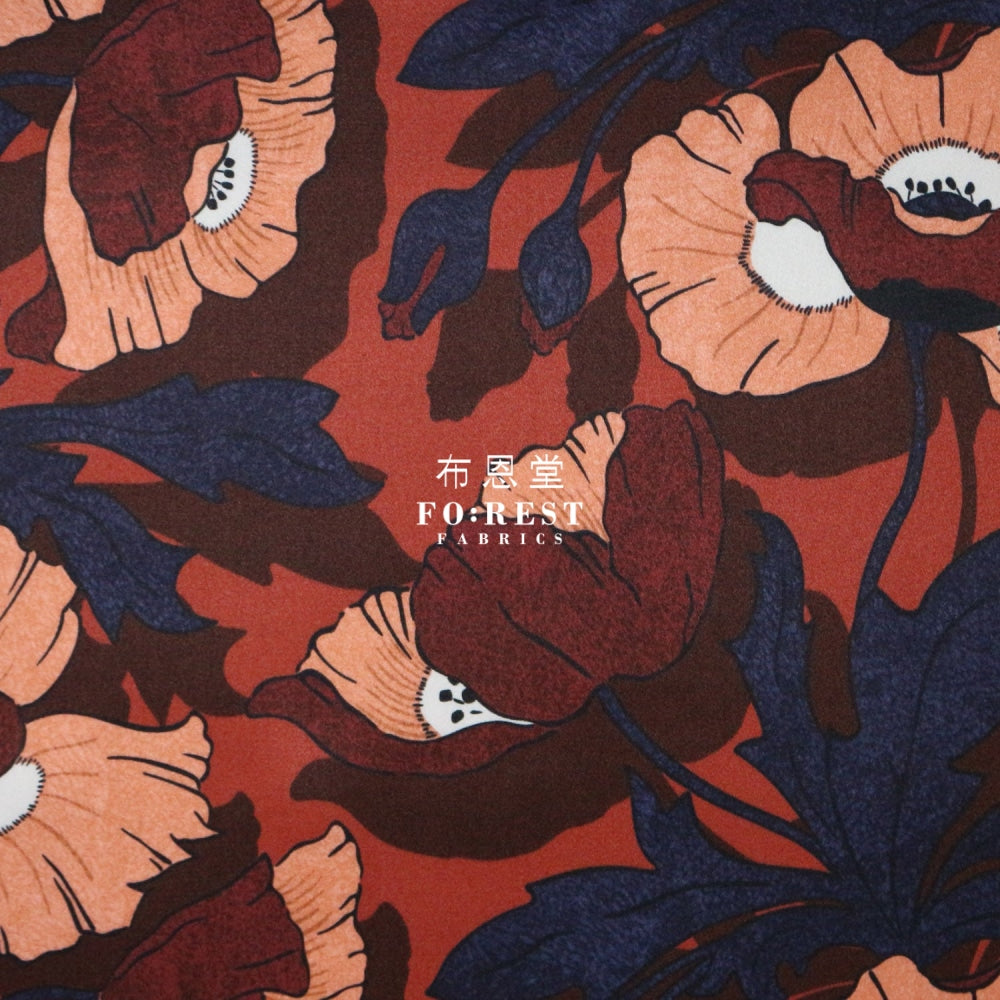 Liberty Of London (Silk Satin) - Butterfirld Poppy Fabric Silk Satin