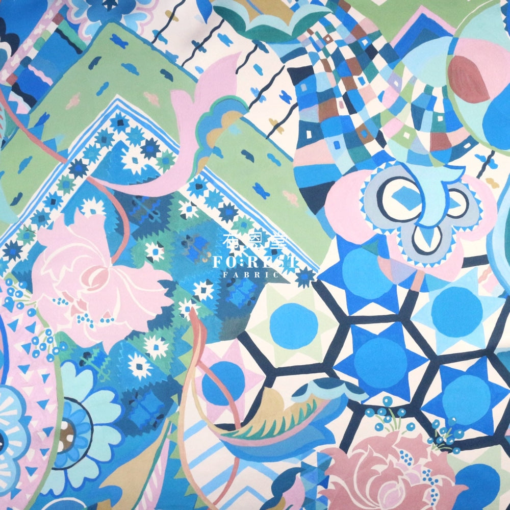 Liberty Of London (Silk Satin) - Studio Bohemia Fabric Blue Silk Satin