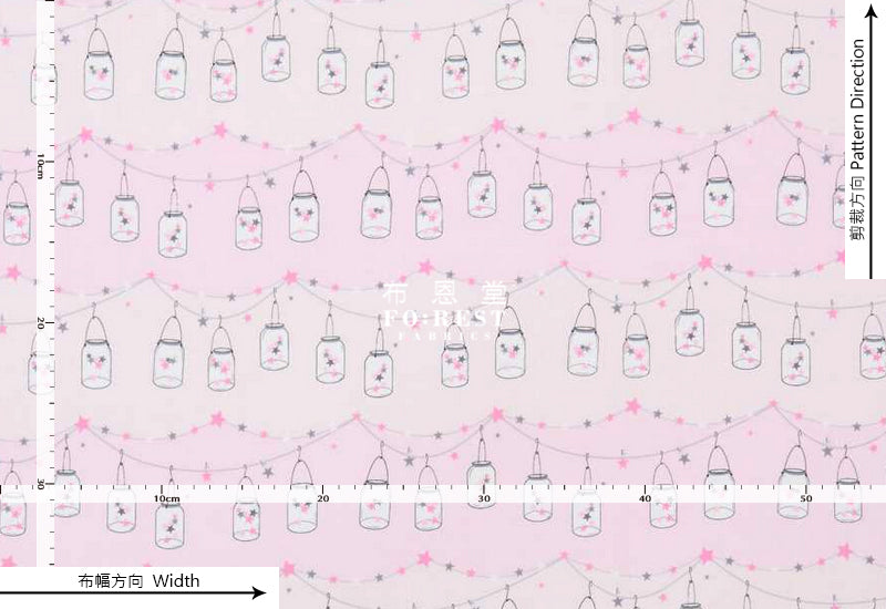 cotton - Little star jar fabric - forest-fabric