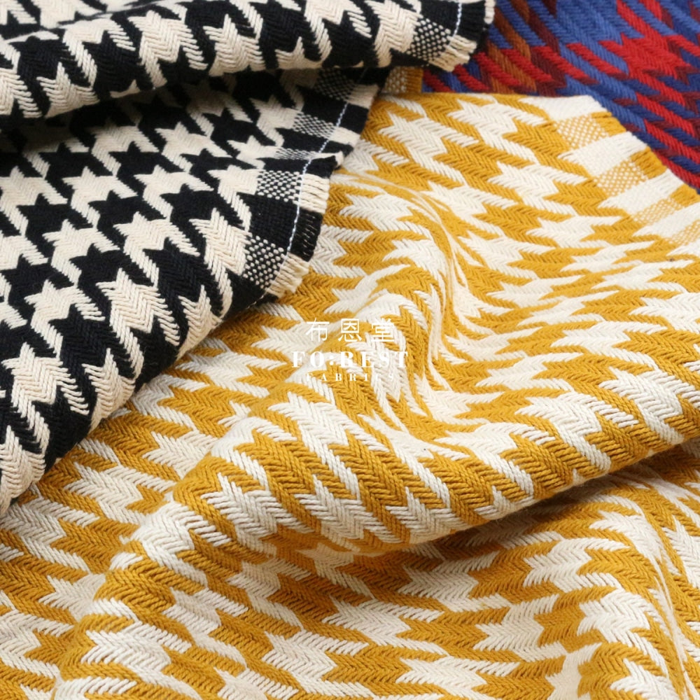 Loomcraft - Houndstooth Mustard Fabric Cotton
