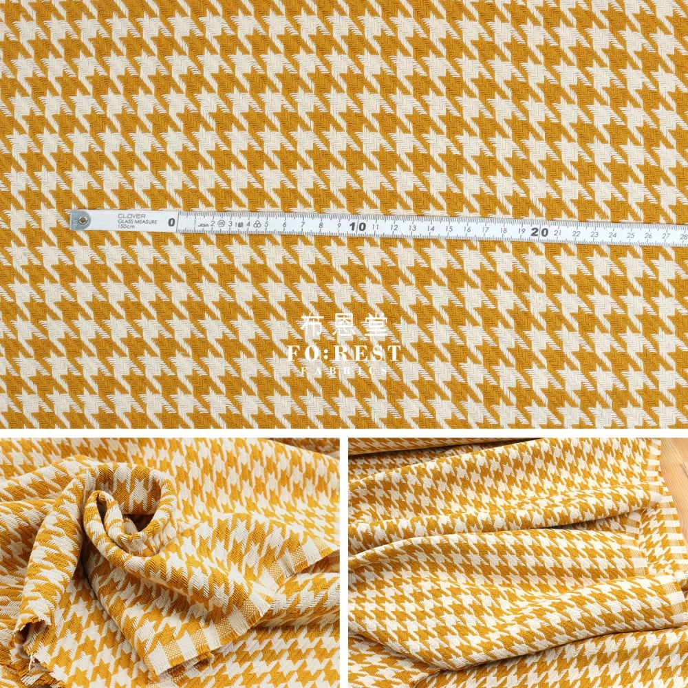 Loomcraft - Houndstooth Mustard Fabric Cotton
