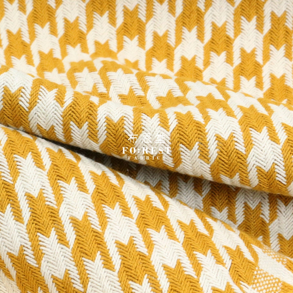 Loomcraft - Houndstooth Mustard Fabric Cotton