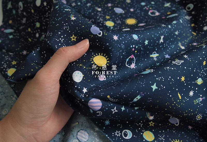 cotton - NeonLight Universe fabric - forest-fabric