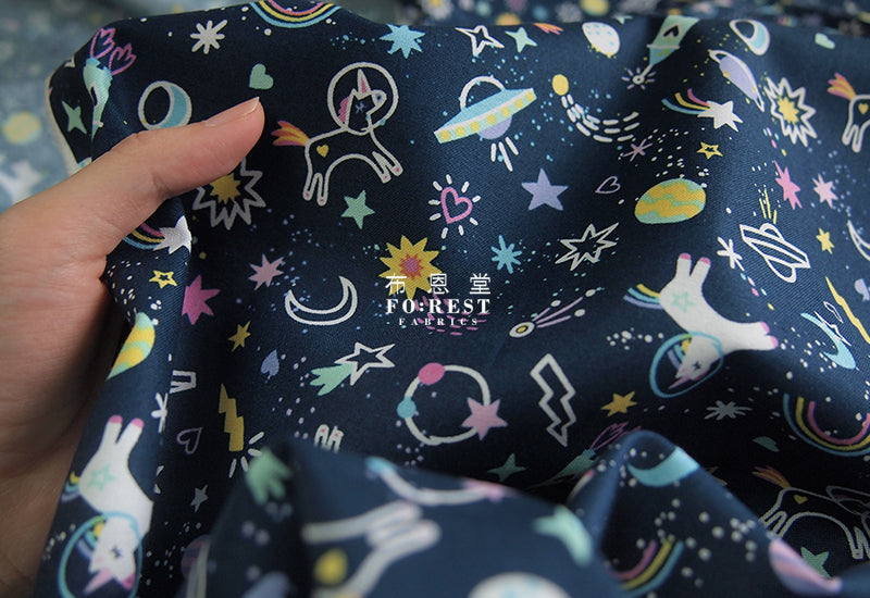 cotton - NeonLight Universe fabric - forest-fabric