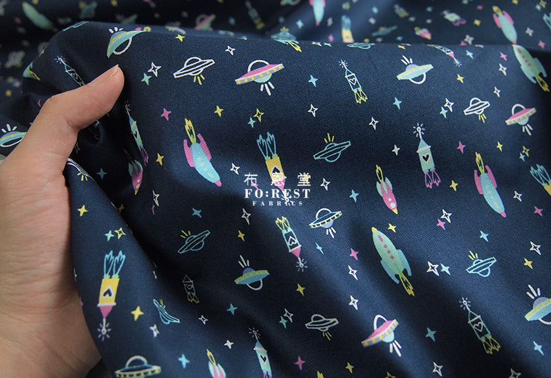 cotton - NeonLight Universe fabric - forest-fabric