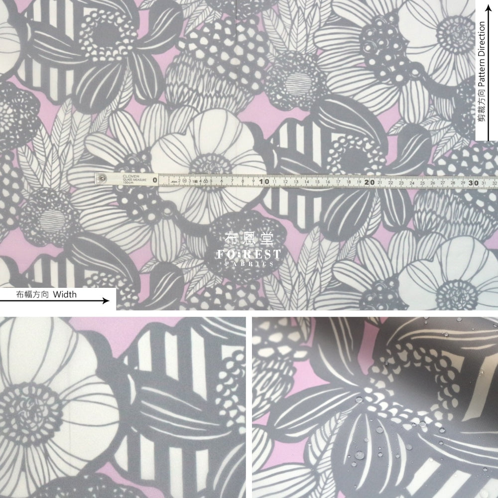 Nylon Waterproof - Art Flower Fabric Lt. Purple