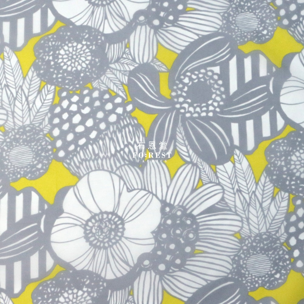 Nylon Waterproof - Art Flower Fabric Lt. Yellow
