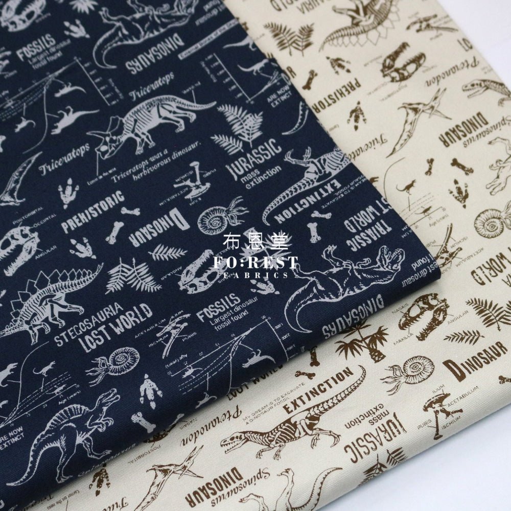 Oxford - Dinosaur fabric Cream - FO:REST Fabric 布恩堂Liberty fabrictana lawnjapanese fabricykk zipper