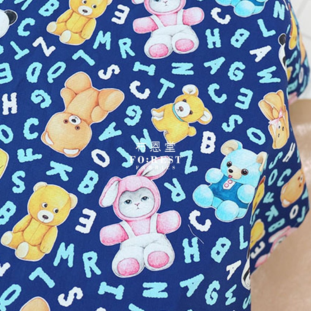 oxford - Rumi and the Teddy Bear Blue fabric - FO:REST Fabric 布恩堂Liberty fabrictana lawnjapanese fabricykk zipper