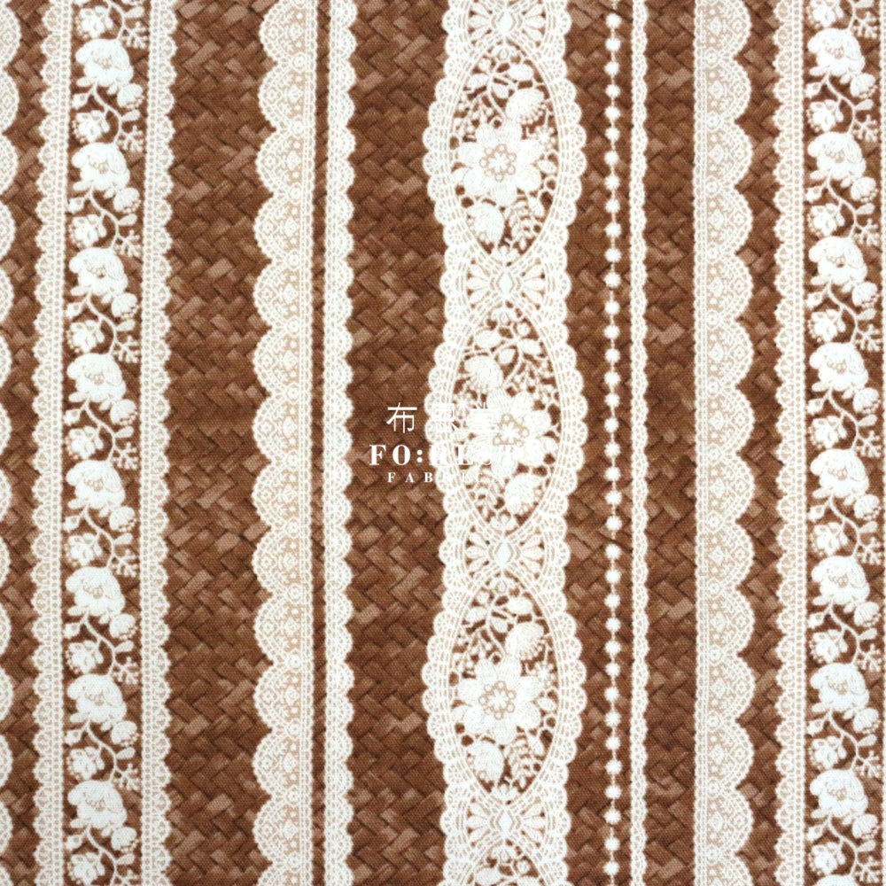 Oxford - Striped Lace And Basket Fabric Dark Brown Oxford