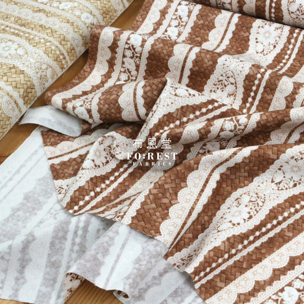Oxford - Striped Lace And Basket Fabric Dark Brown Oxford
