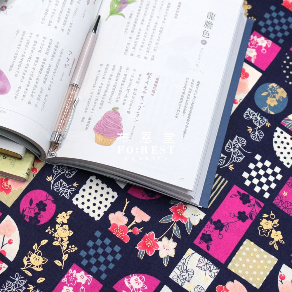Quilt Gate - Cotton Sakura Fabric Fuchsia