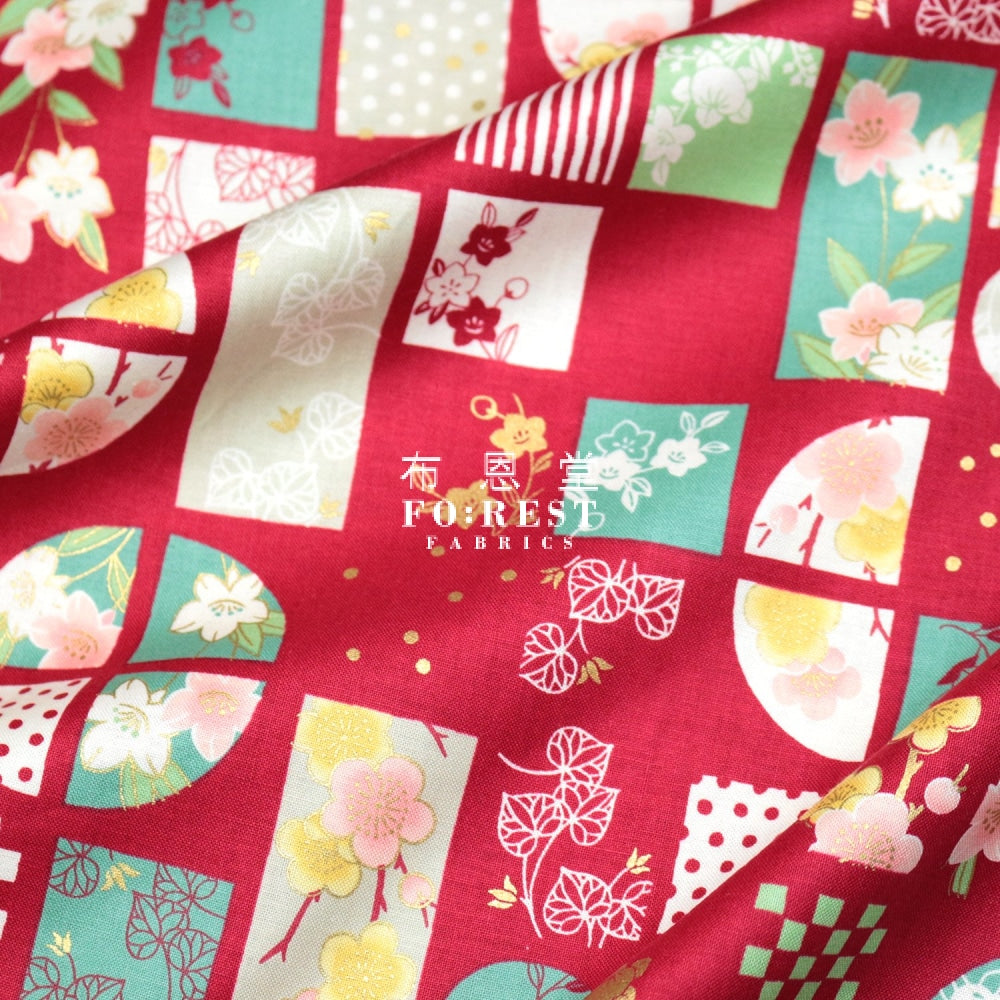 Quilt Gate - Cotton Sakura Fabric Red