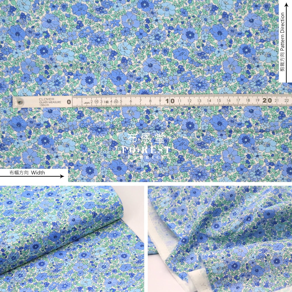 Quilting Liberty - Sunrise Arley Garden Blue Lasenby Cotton