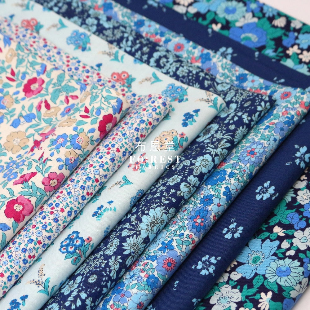 Quilting Liberty - Sunrise Emily Silhouette Flower Navy Lasenby Cotton