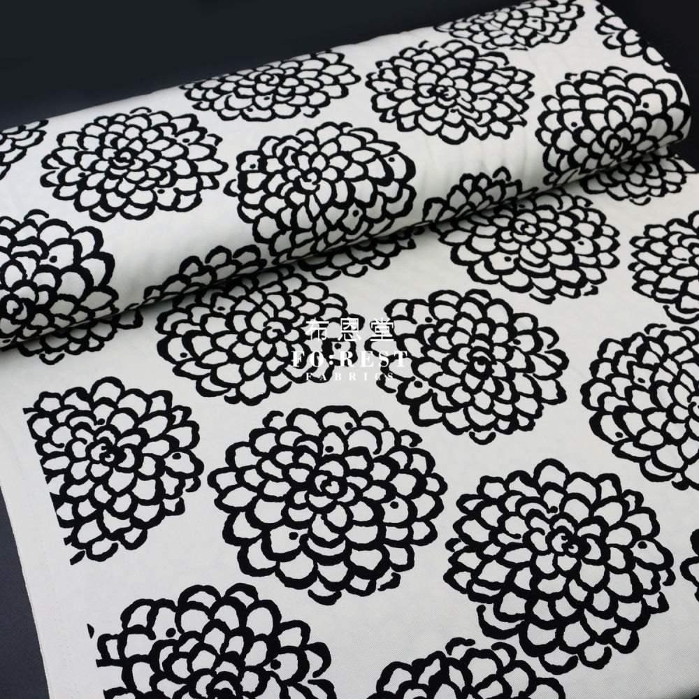Twill - Peony Fabric Black Twill