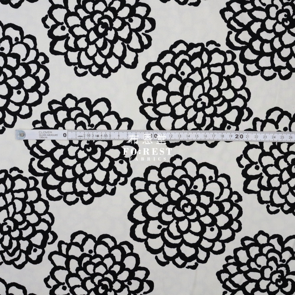 Twill - Peony Fabric Black Twill