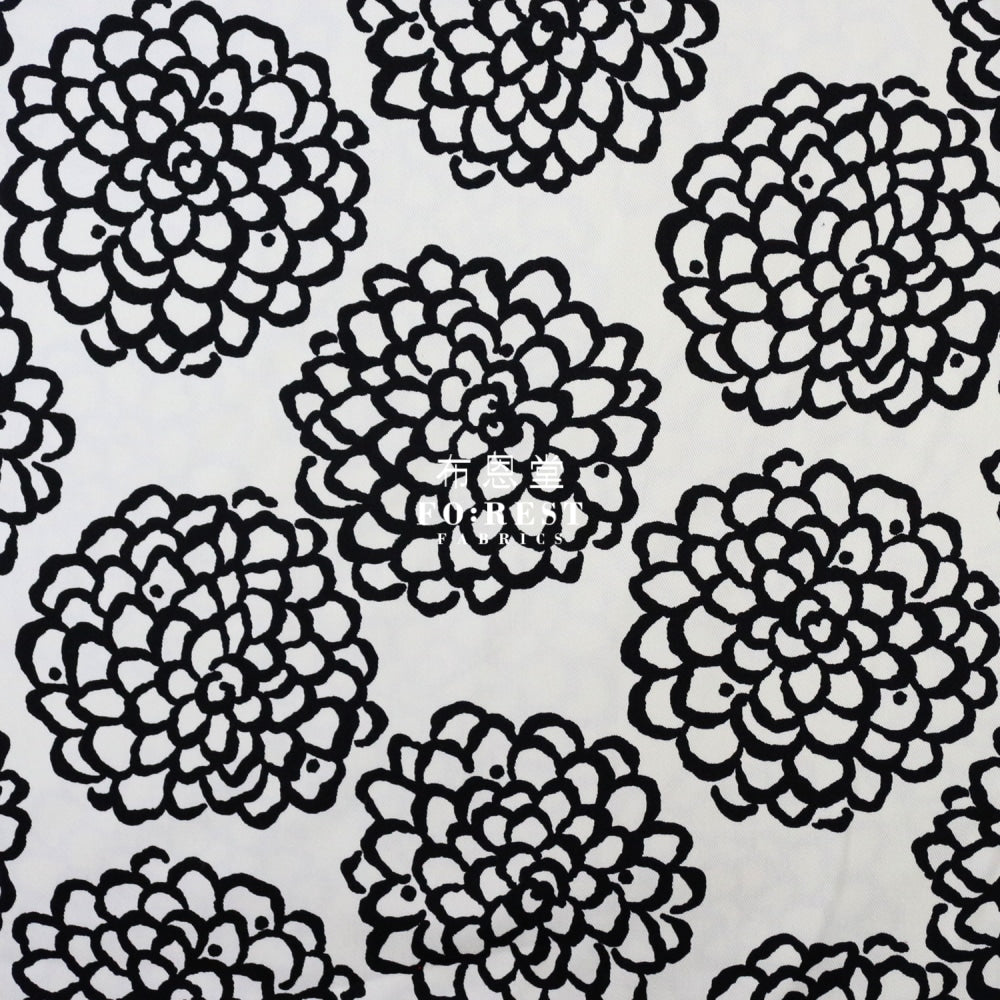 Twill - Peony Fabric Black Twill