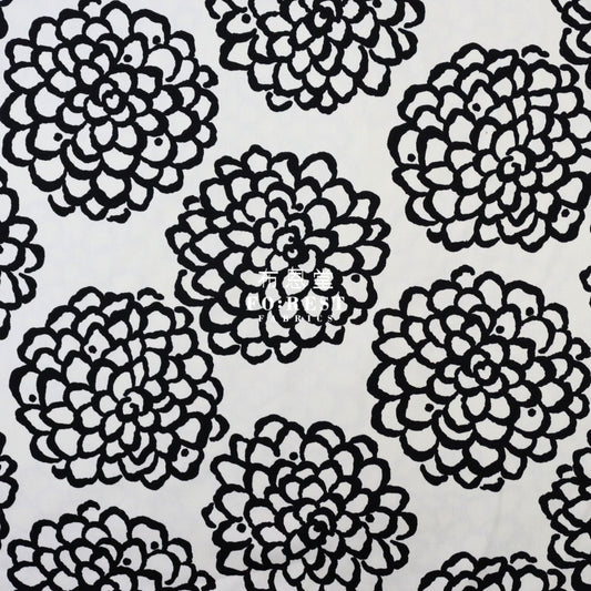 Twill - Peony Fabric Black Twill
