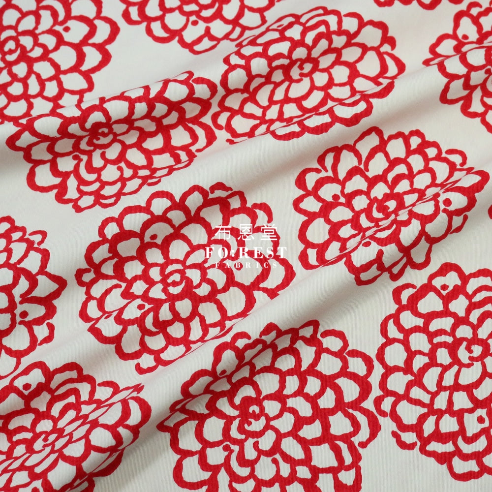Twill - Peony Fabric Red Twill