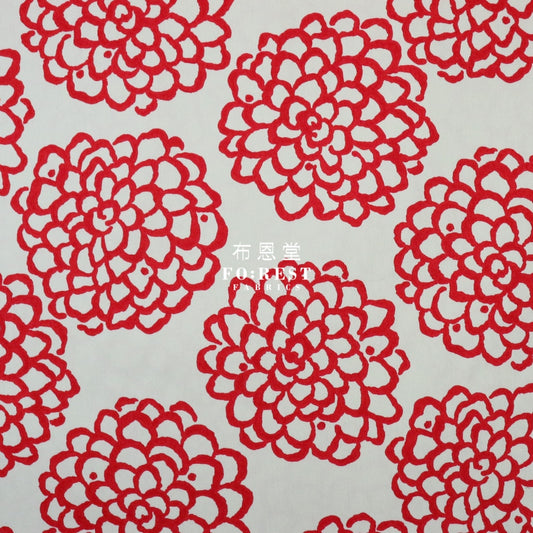 Twill - Peony Fabric Red Twill