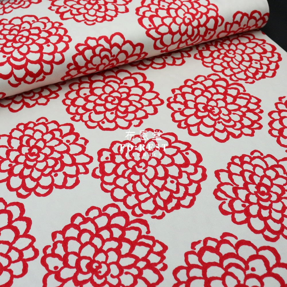 Twill - Peony Fabric Red Twill