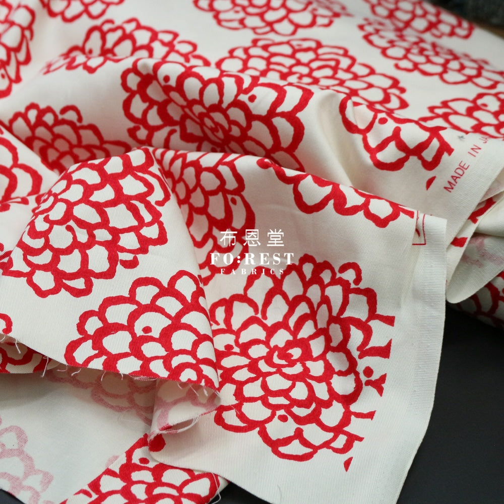 Twill - Peony Fabric Red Twill