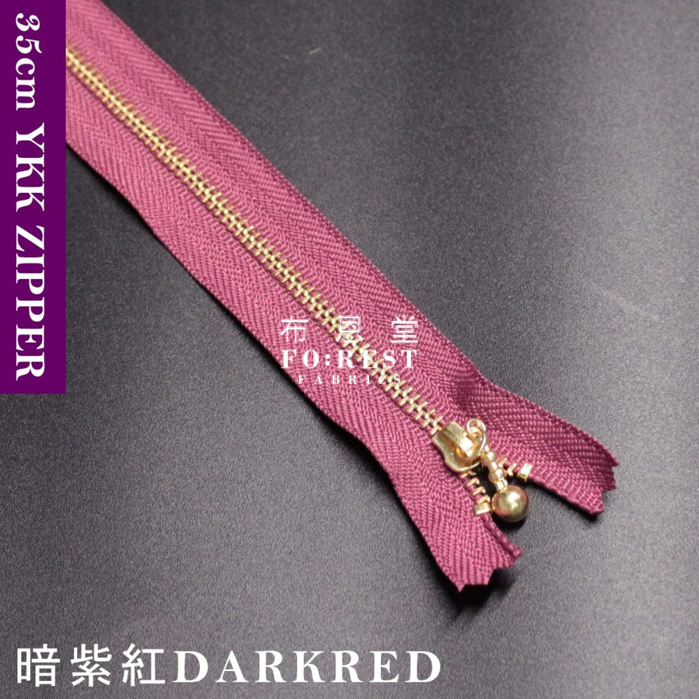 Ykk Zipper Golden 35Cm Darkred