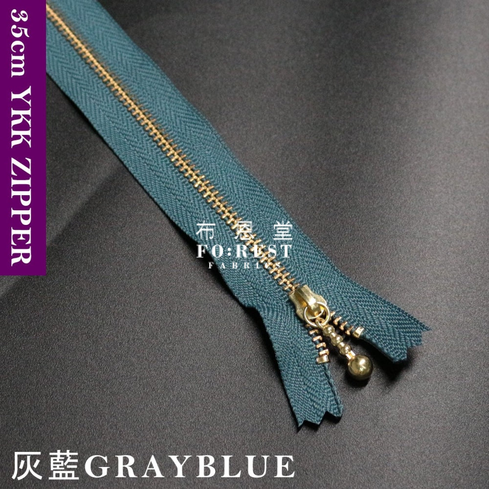 Ykk Zipper Golden 35Cm Grayblue