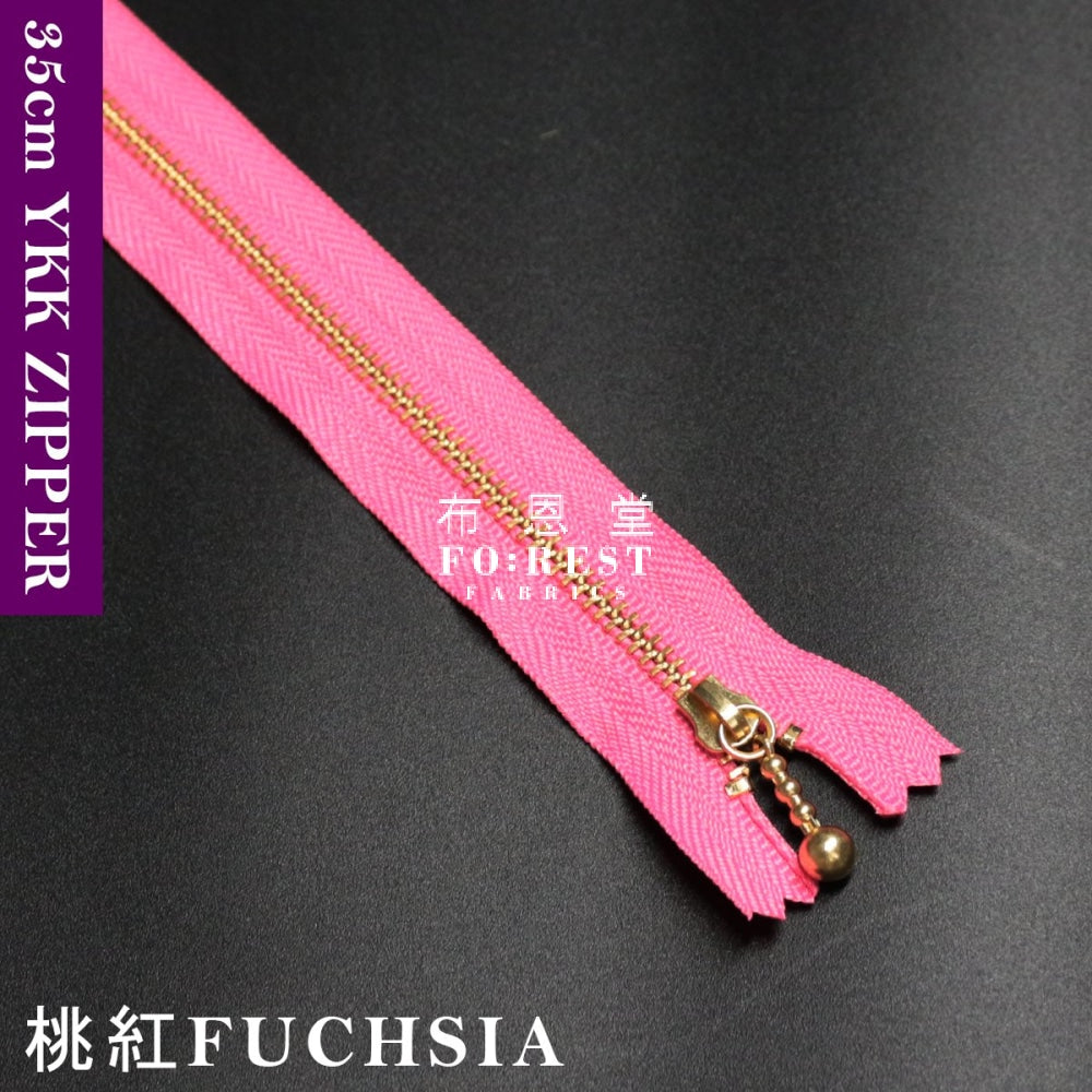 Ykk Zipper Golden 35Cm Fushsia