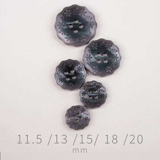 11.5 13 15 18 20mm Embossed Floral Buttons