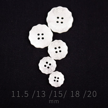 11.5 13 15 18 20mm Embossed Floral Buttons