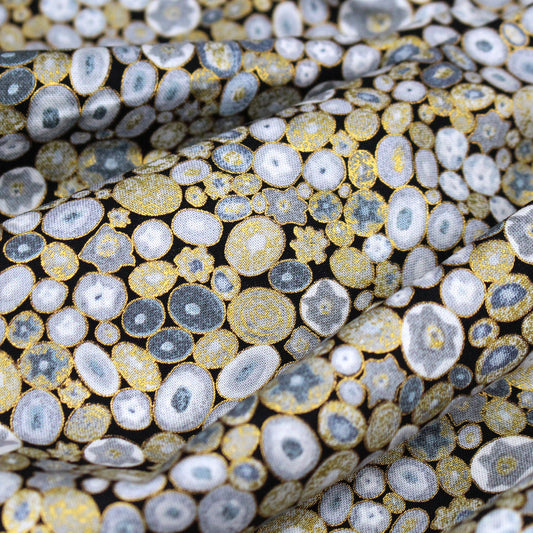 cotton - Gustav Klimt Jewel Ovals Metallic fabric BlackGOLD