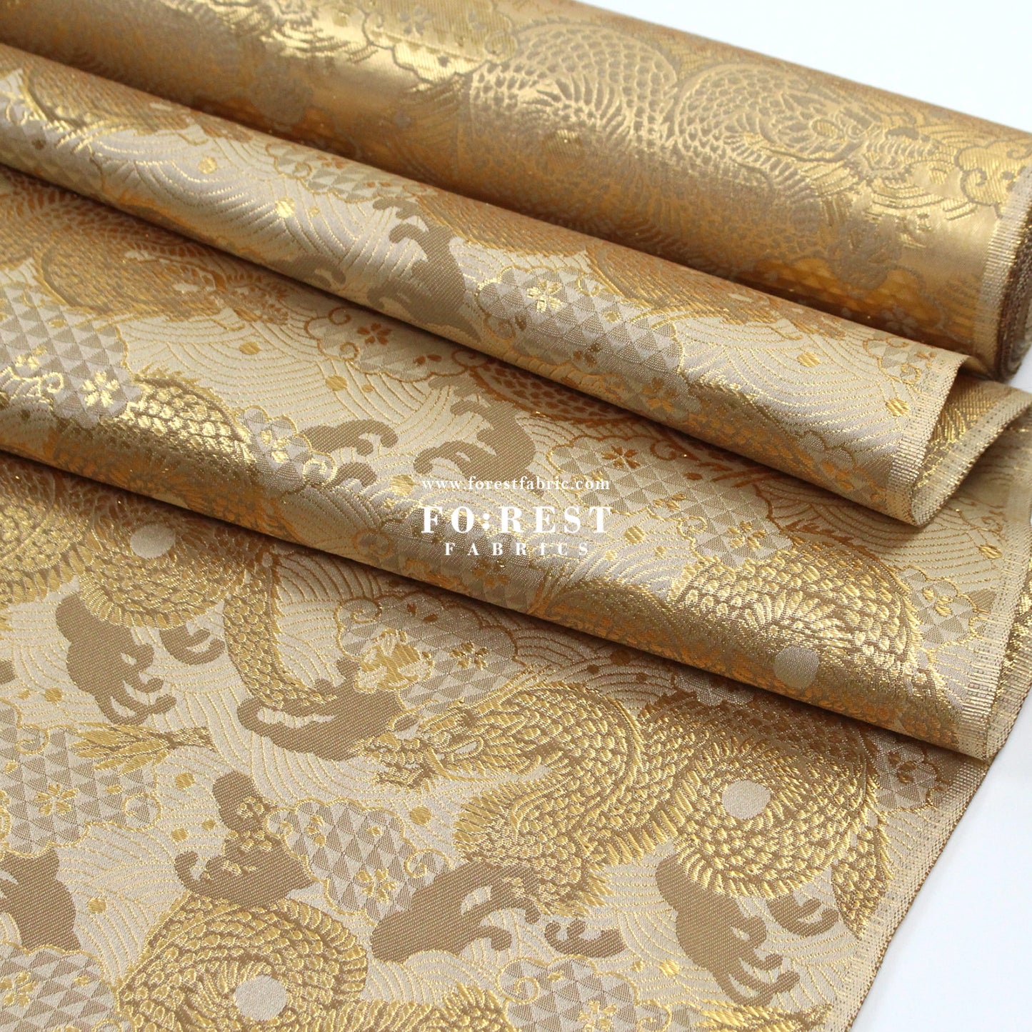 Gold Brocade - 火闘龍dragon fabric