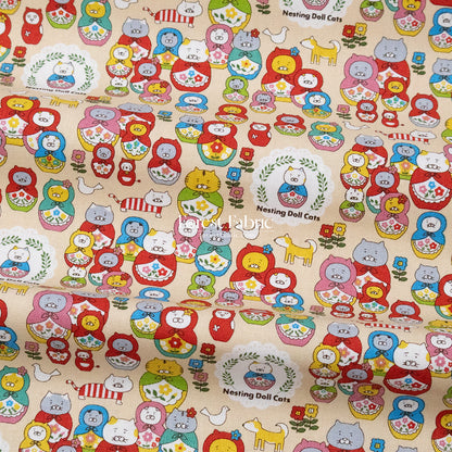 Canvas - The Nesting Doll Cats fabric