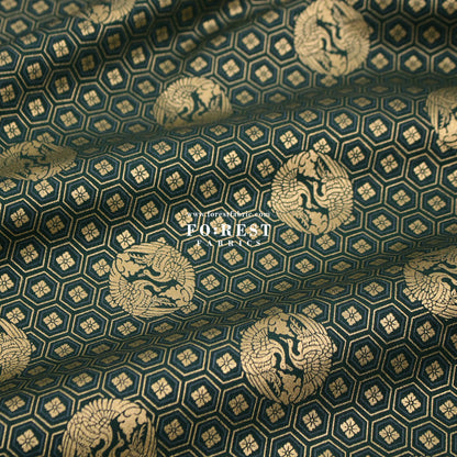cotton - Crane with metallic fabric