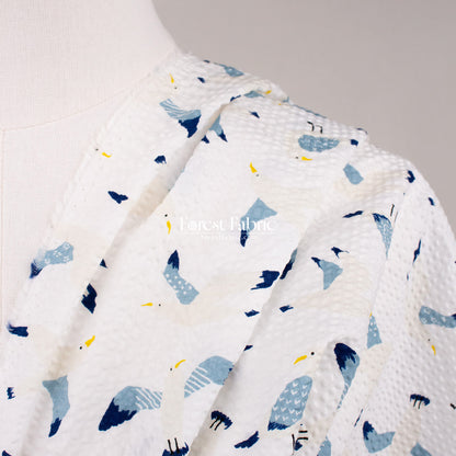 Seersucker cotton - Seagull fabric