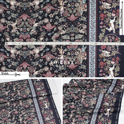 Satin Super Cotton - JoliFleur Poisonberry Thief fabric Navy