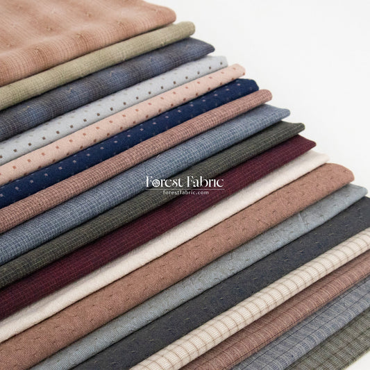 10"square Set - Yarn dyed cotton fabric拼布組100 - FO:REST Fabric 布恩堂Liberty fabrictana lawnjapanese fabricykk zipper