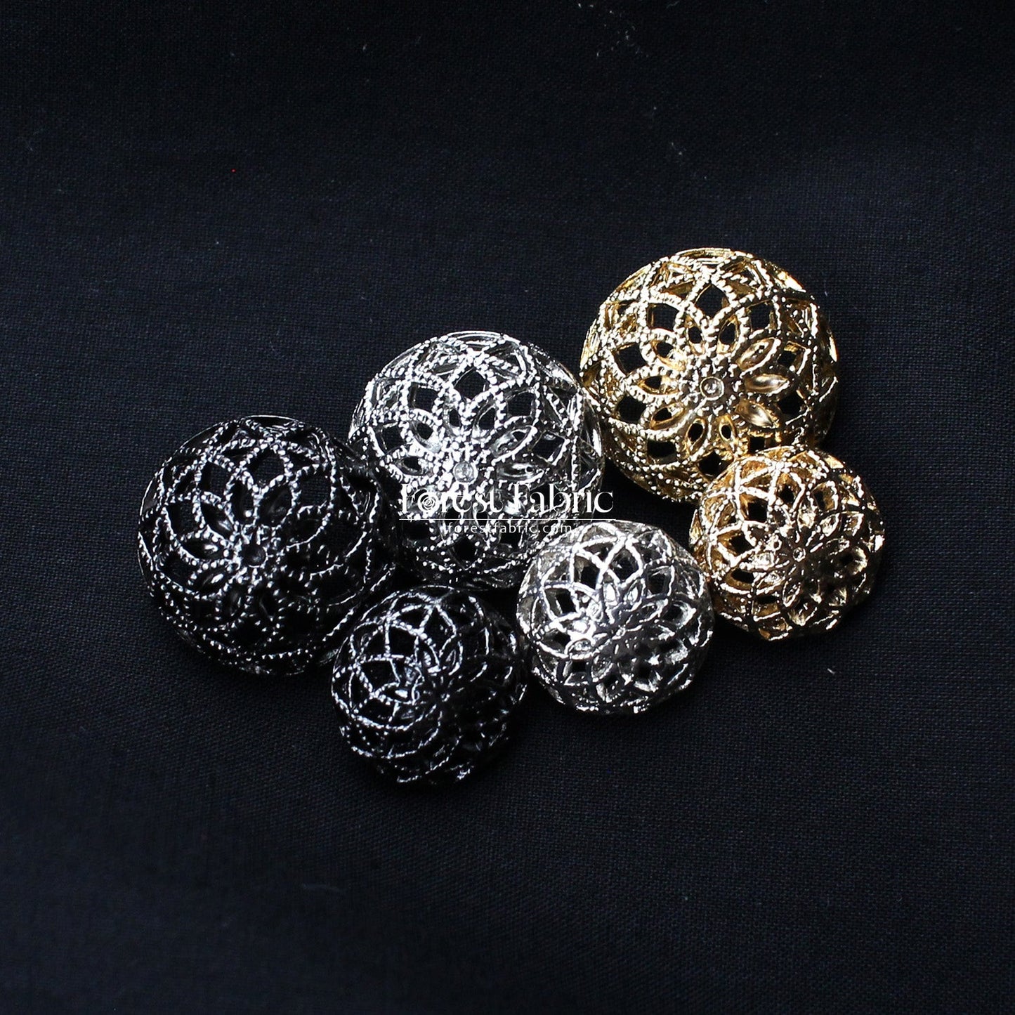 11.5/15mm Dome Filigree Floral Buttons - FO:REST Fabric 布恩堂Liberty fabrictana lawnjapanese fabricykk zipper