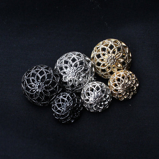 11.5/15mm Dome Filigree Floral Buttons - FO:REST Fabric 布恩堂Liberty fabrictana lawnjapanese fabricykk zipper