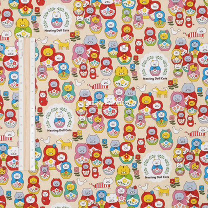 Canvas - The Nesting Doll Cats fabric