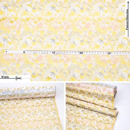 Gold Brocade - Zen Garden fabric Milky Gray
